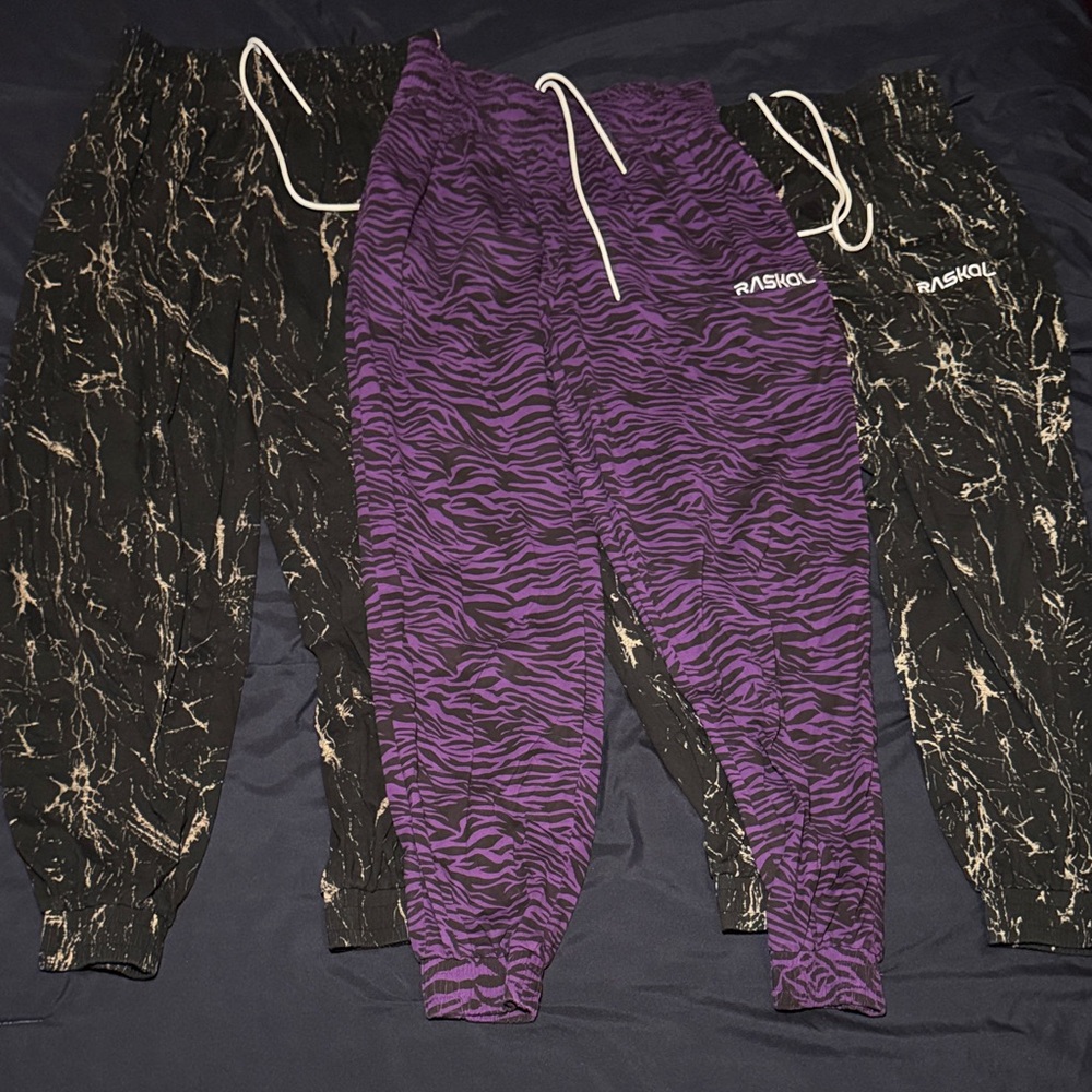 Raskol Dump Cover 2.0 Lot of 3 - Purple Tiger and Black Marble Athletic Pants